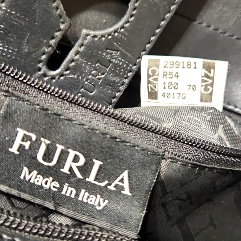 VTG Furla Authentic Black Leather X Large Tote Bag Satchel Made in Italy - Picture 6 of 15